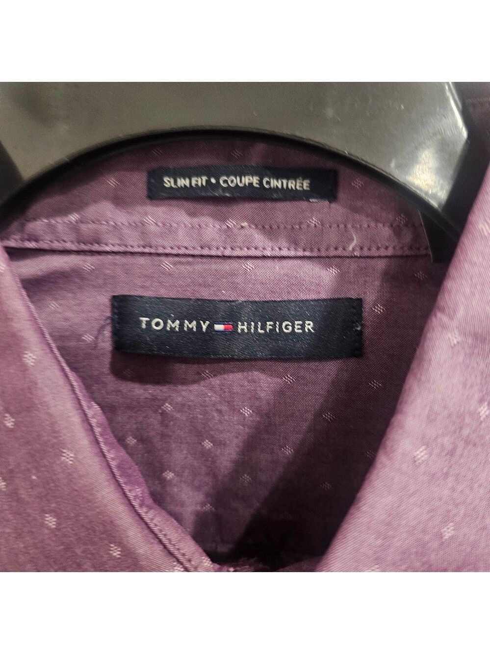 Tommy Hilfiger Slim Fit Dress Shirt | Soft Plum | Like New Sz 16 Neck Arm 24 - Picture 6 of 10